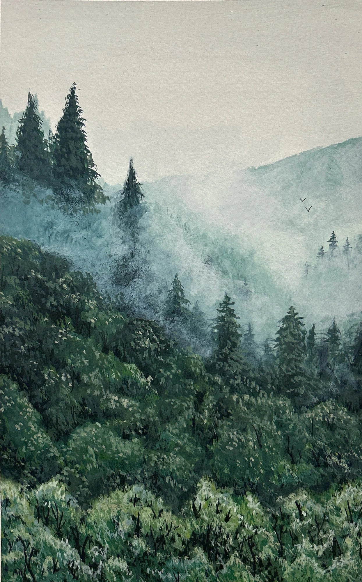 Misty Forest Gouache Print