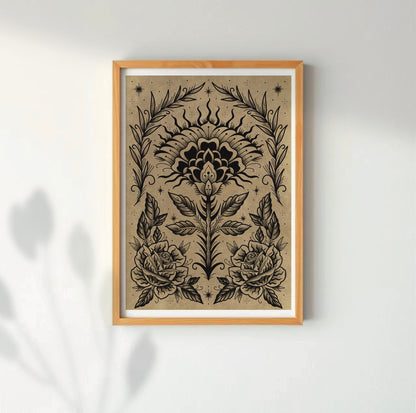 Blackwork Tattoo Flash Fine Art Print