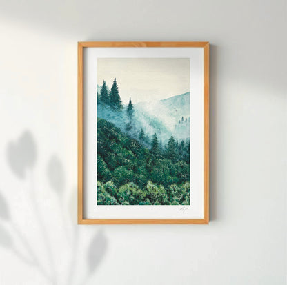 Forest Fog Gouache Fine Art Print - Limited Edition