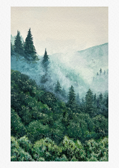 Misty Forest Gouache Print