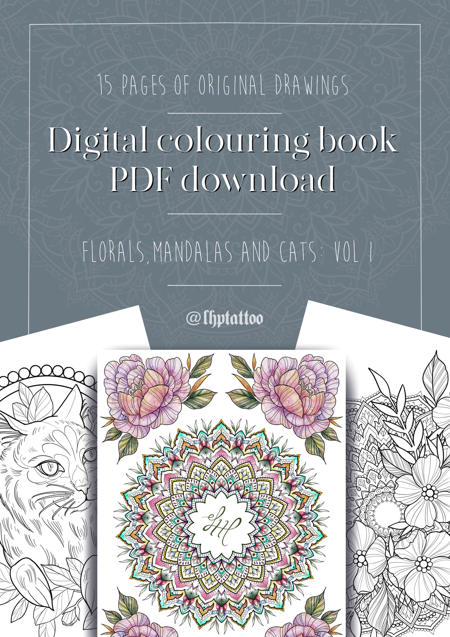 Digital Download PDF - Florals, Mandalas, Cats Vol I