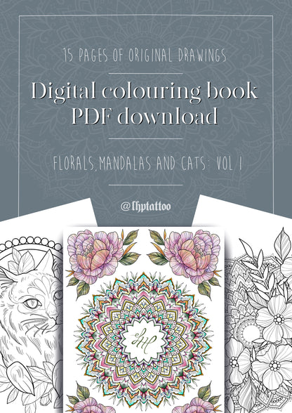 Digital Download PDF - Florals, Mandalas, Cats Vol I